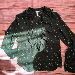 Women's Green Ruffle Blouse